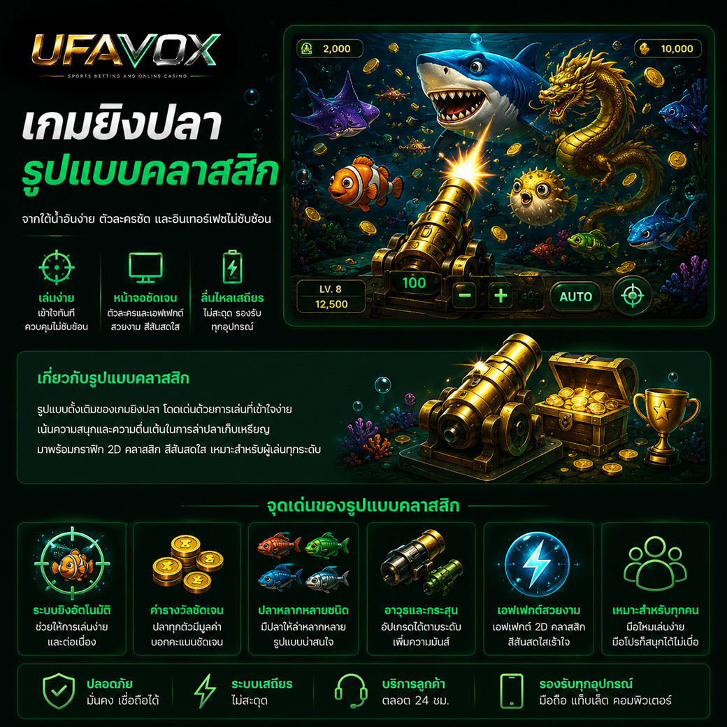 ยิงปลาออนไลน์ เกมยิงปลาแบบคลาสสิก