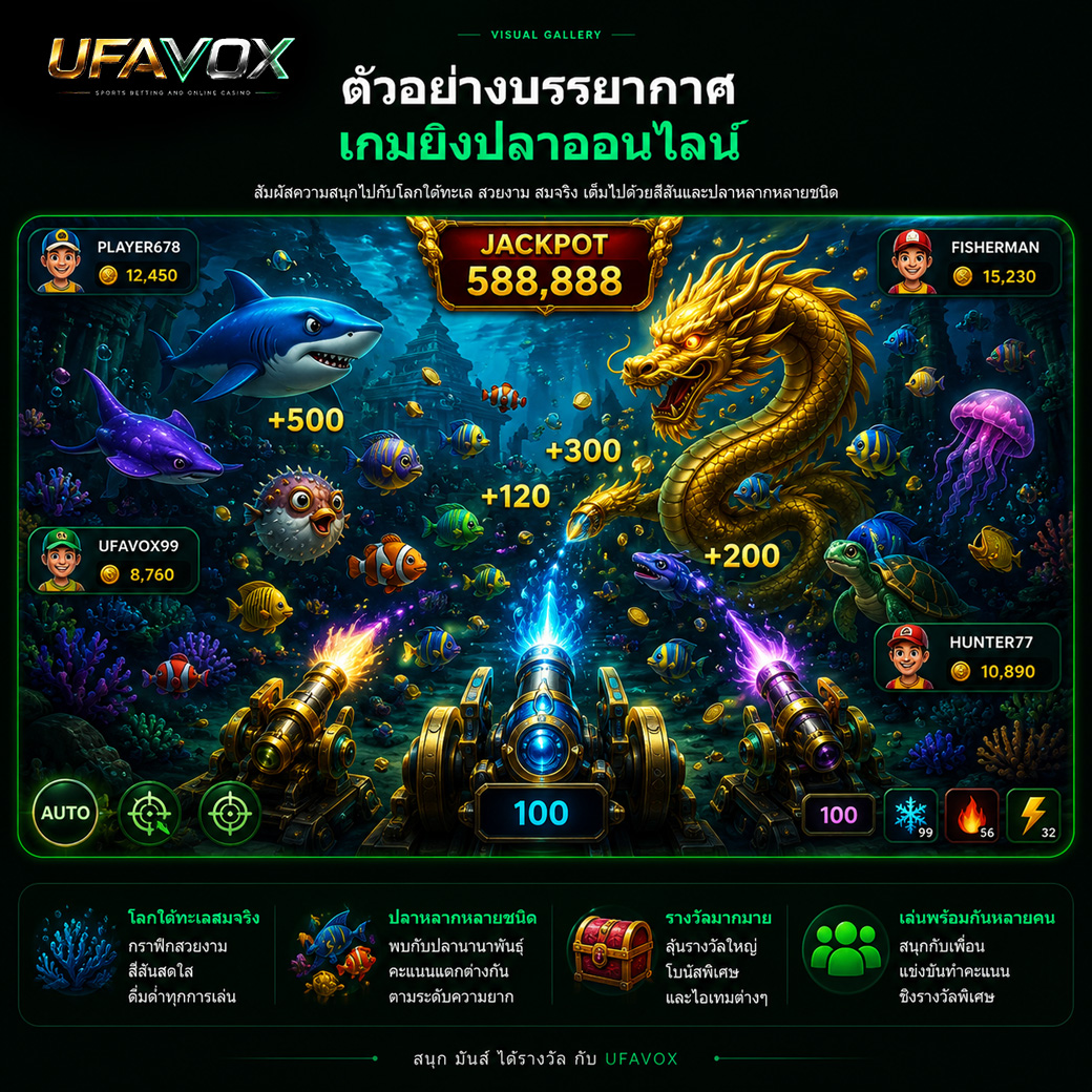 ยิงปลาออนไลน์ ฉากเกมยิงปลาใต้น้ำ