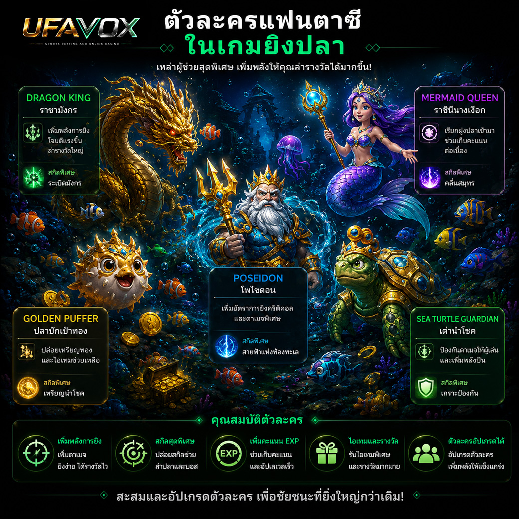 ยิงปลาออนไลน์ ตัวละครแฟนตาซีในเกมยิงปลา
