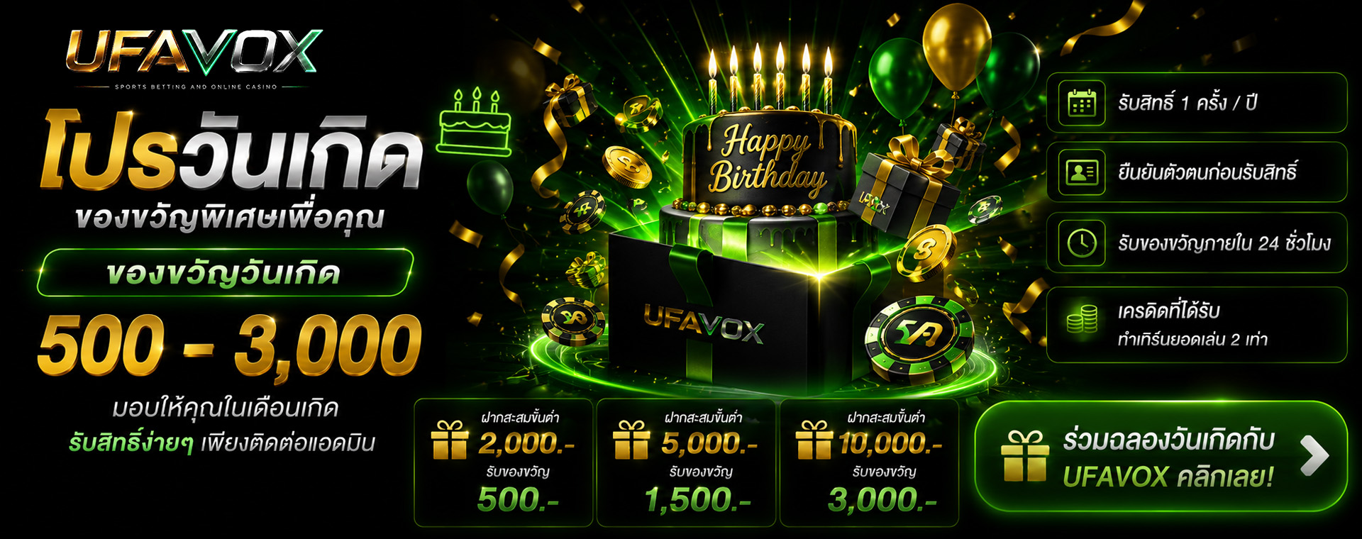 สิทธิพิเศษวันเกิด UFAVOX