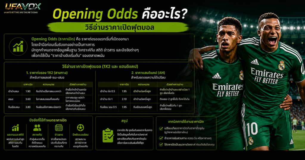 Opening Odds คืออะไร วิธีอ่านราคาเปิดฟุตบอล-UFAVOX