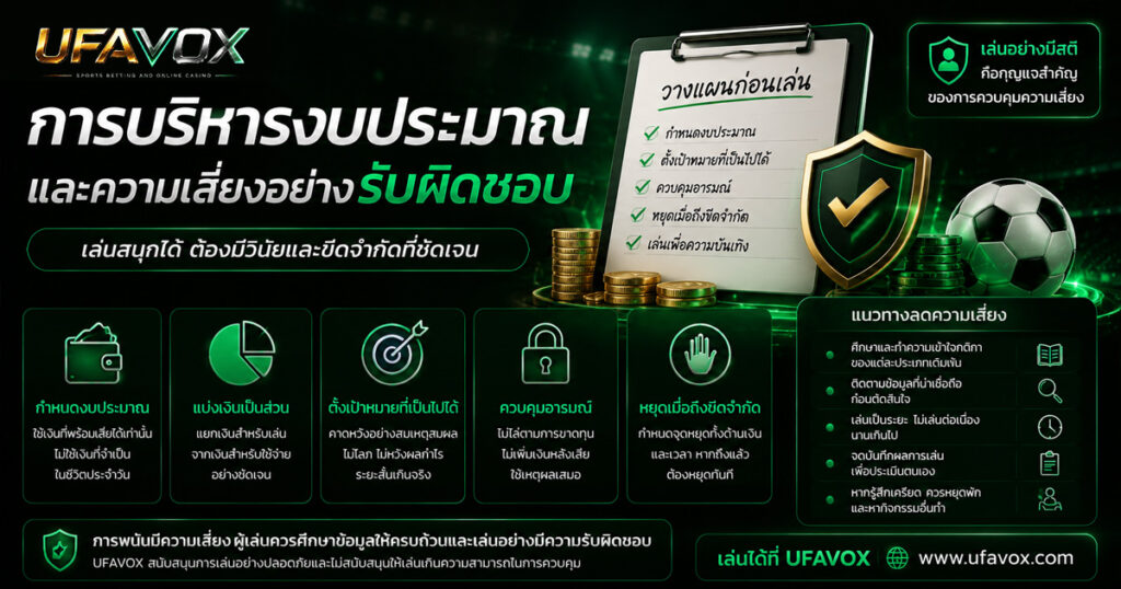การบริหารงบประมาณ การบริหารงบประมาณและความเสี่ยงอย่างรับผิดชอบ-ufavox