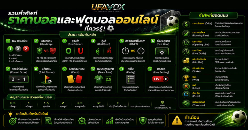 รวมคำศัพท์ราคาบอลและฟุตบอลออนไลน์ที่ควรรู้-UFAVOX