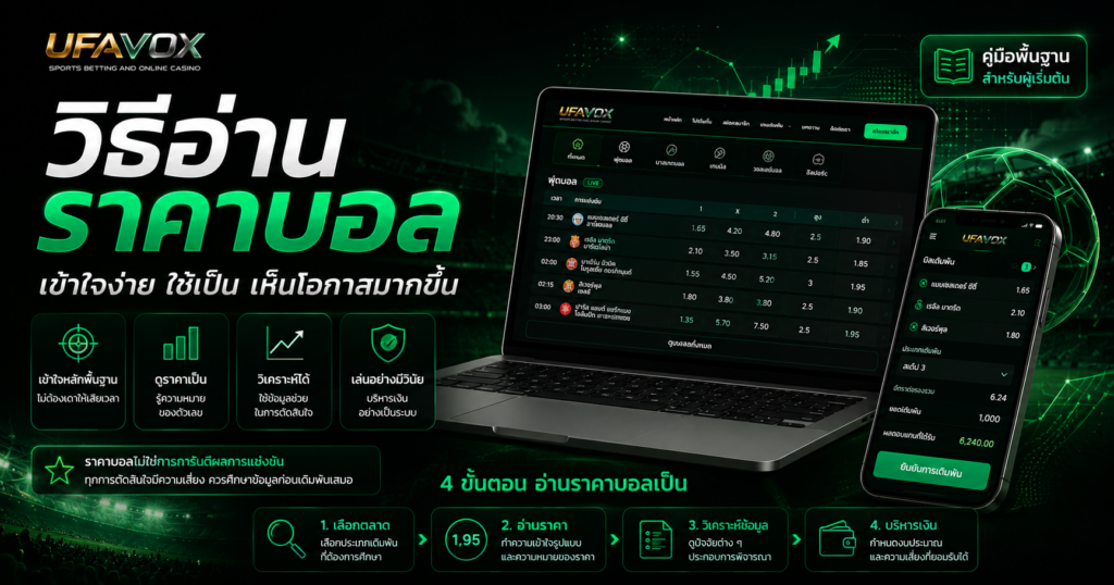 วิธีอ่านราคาบอล: 9 เทคนิคเข้าใจแต้มต่อและค่าน้ำ วิธีอ่านราคาบอล ทีมต่อ ทีมรอง แต้มต่อ และค่าน้ำ
